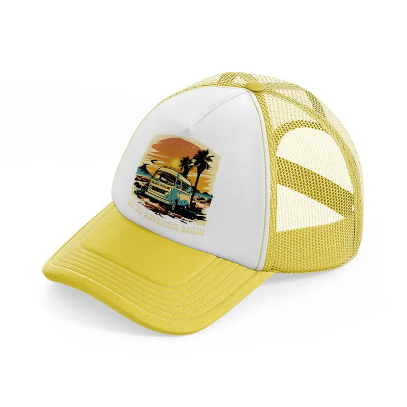 let the adventure begin-yellow-trucker-hat