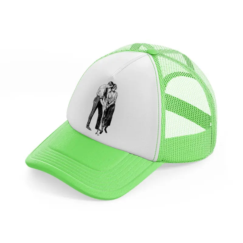 golfers black & white-lime-green-trucker-hat