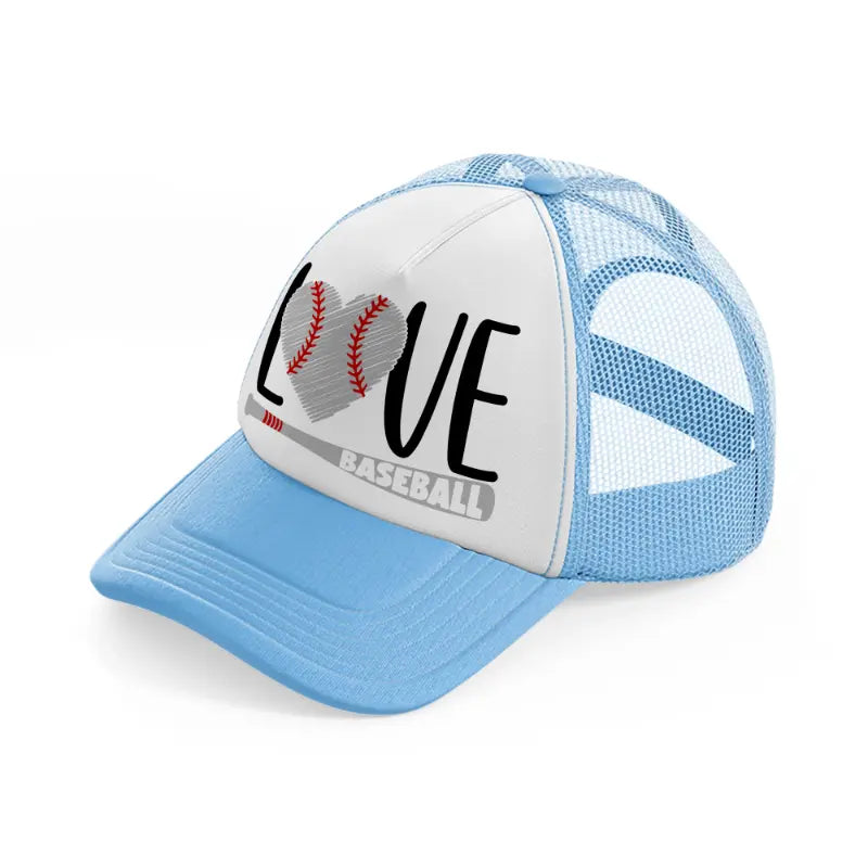 love baseball sticker-sky-blue-trucker-hat