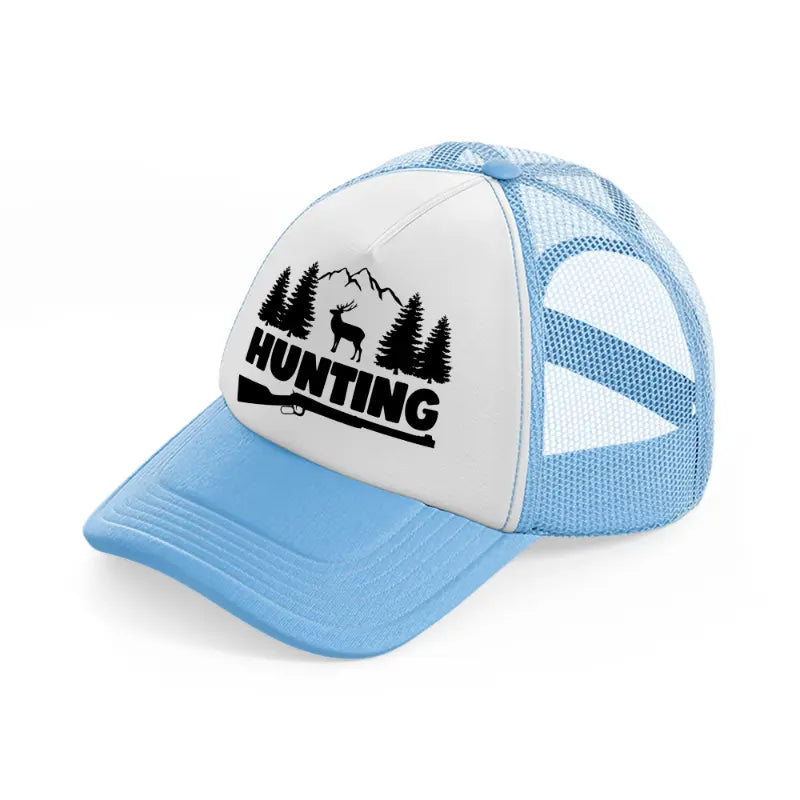 hunting deer-sky-blue-trucker-hat