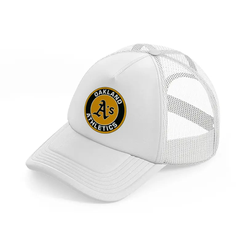 oakland athletics yellow badge-white-trucker-hat