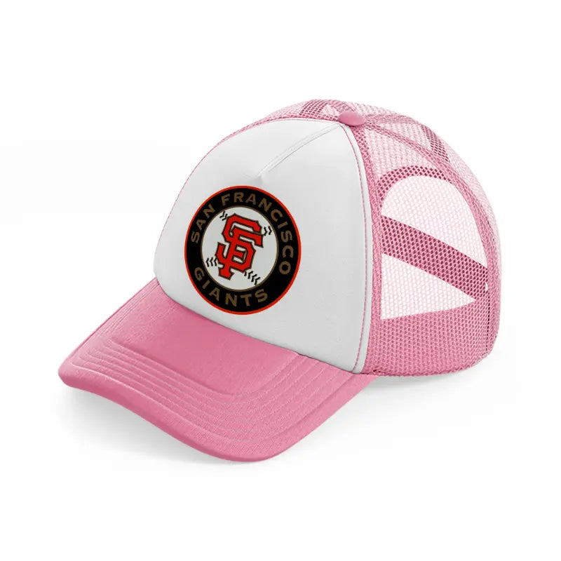 san francisco giants badge pink and white trucker hat