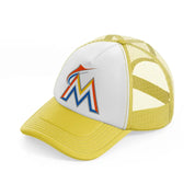 miami marlins emblem-yellow-trucker-hat