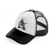scary skeleton-black-and-white-trucker-hat