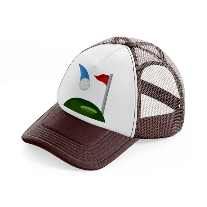 golfing cartoon-brown-trucker-hat