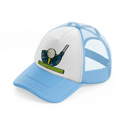 golf ball stick sky blue trucker hat