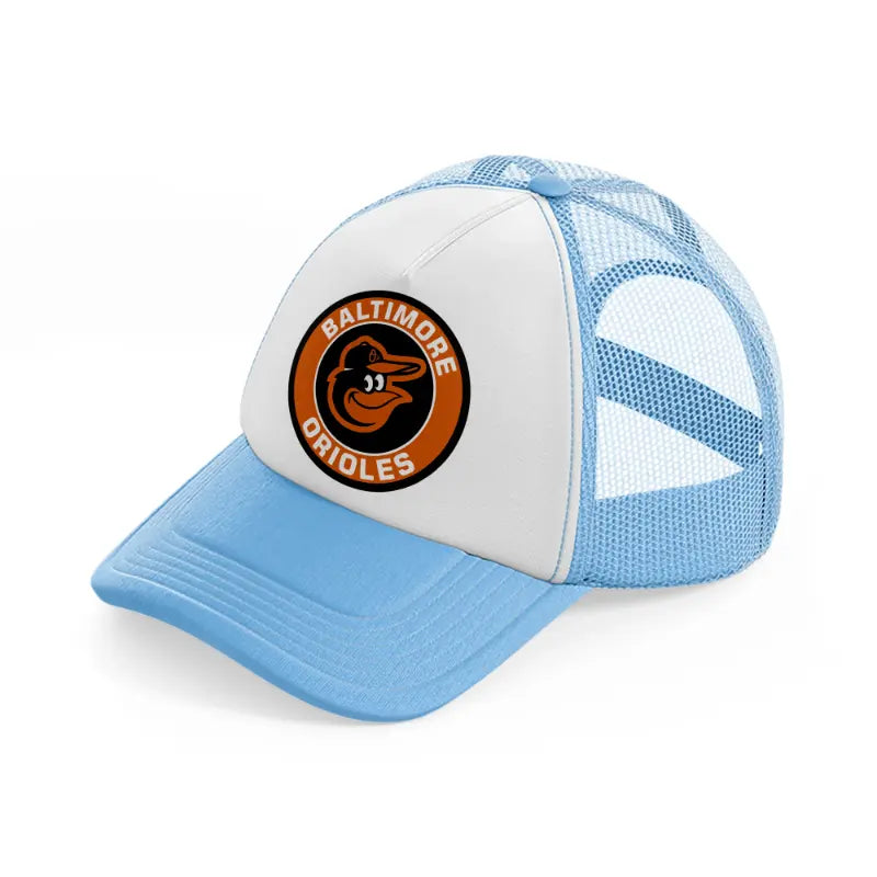 baltimore orioles retro badge-sky-blue-trucker-hat
