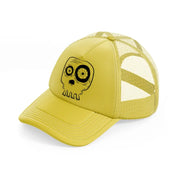 spooky skull head gold trucker hat