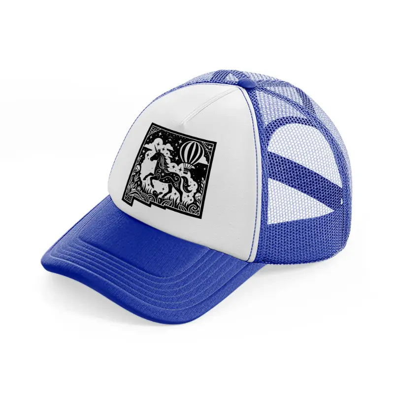 new mexico art-blue-and-white-trucker-hat