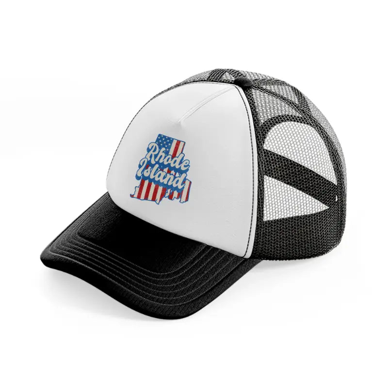rhode island flag-black-and-white-trucker-hat