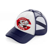 cincinnati reds red badge-navy-blue-and-white-trucker-hat