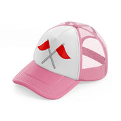 golf flags-pink-and-white-trucker-hat