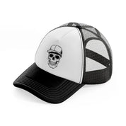 skull gangster with cap-black-and-white-trucker-hat