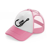 gone fishing hook pink and white trucker hat