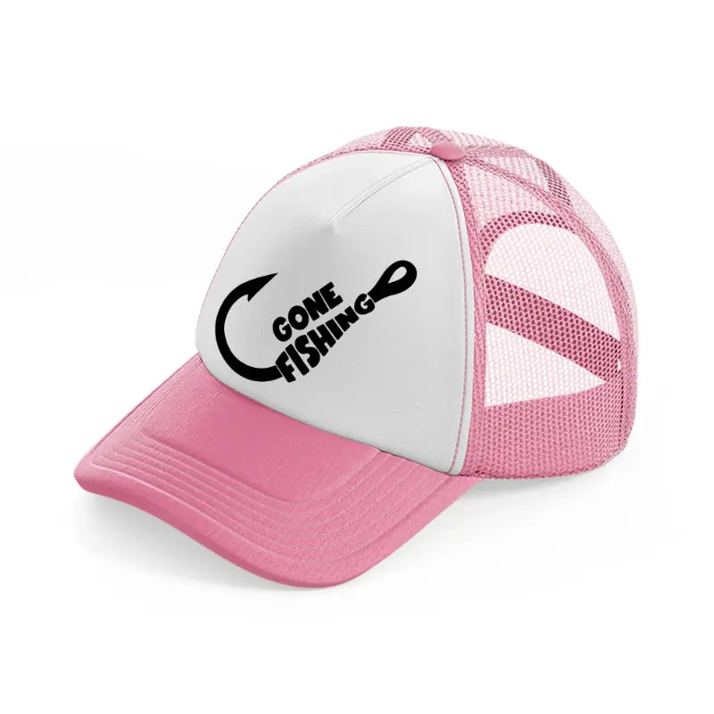 gone fishing hook-pink-and-white-trucker-hat