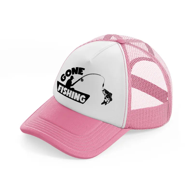 gone fishing boat-pink-and-white-trucker-hat