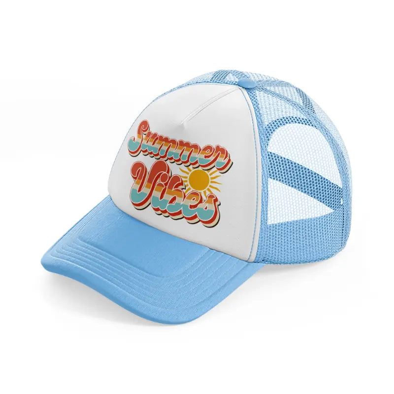 summer vibes retro sky blue trucker hat