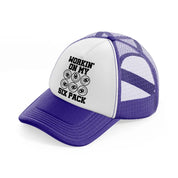 workin' on my six pack-purple-trucker-hat