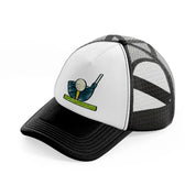 golf ball stick-black-and-white-trucker-hat