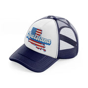 louisiana flag-navy-blue-and-white-trucker-hat