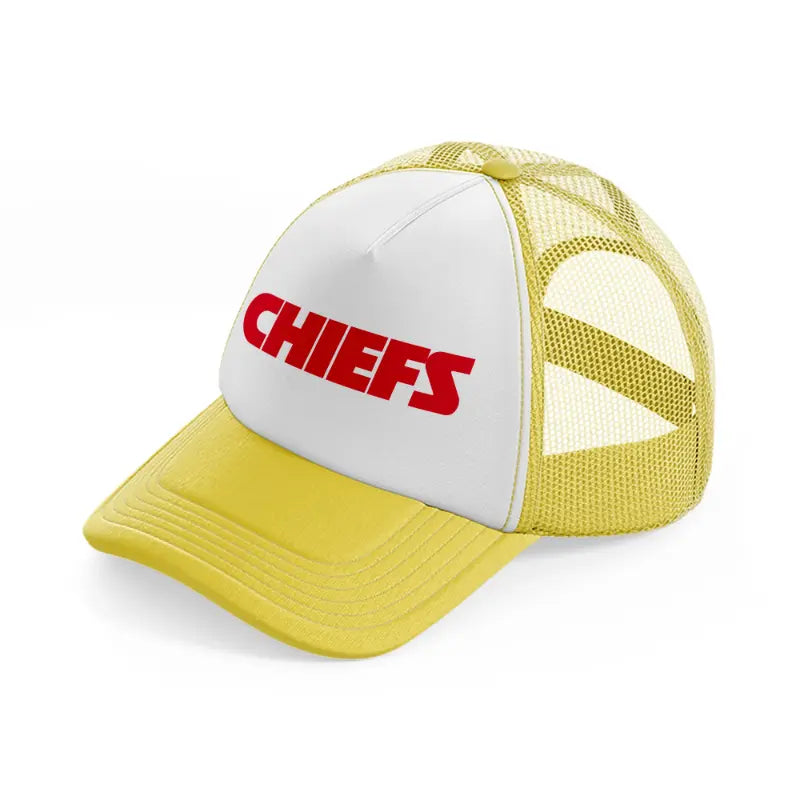 chiefs text yellow trucker hat