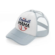 baseball mama red & blue-grey-trucker-hat