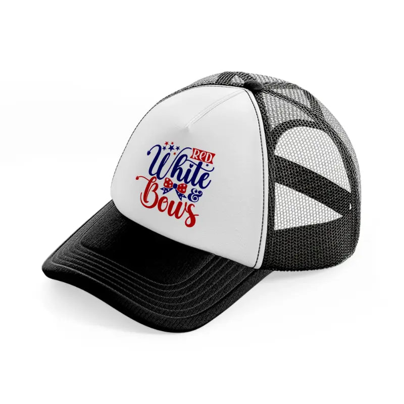 red white & bows-01-black-and-white-trucker-hat