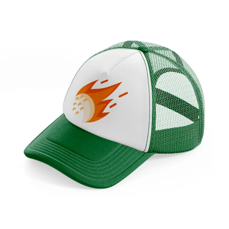 fire golf ball-green-and-white-trucker-hat