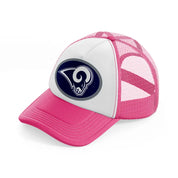 los angeles rams round badge-neon-pink-trucker-hat