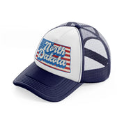 north dakota flag-navy-blue-and-white-trucker-hat