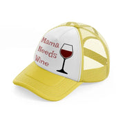 mama needs wine-yellow-trucker-hat