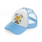 trophy with stick sky blue trucker hat