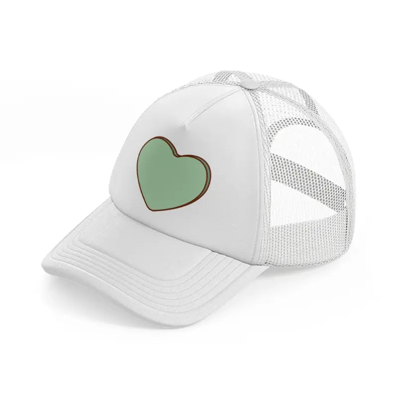 green heart white trucker hat