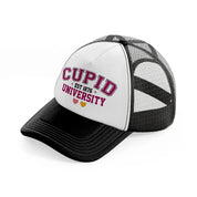 cupid university est 1876-black-and-white-trucker-hat