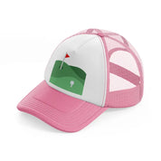 golf course flag pink and white trucker hat