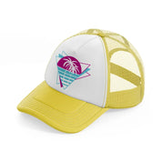 h210805 15 palm tree retro 80s yellow trucker hat