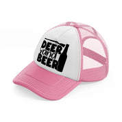 deer and beer-pink-and-white-trucker-hat