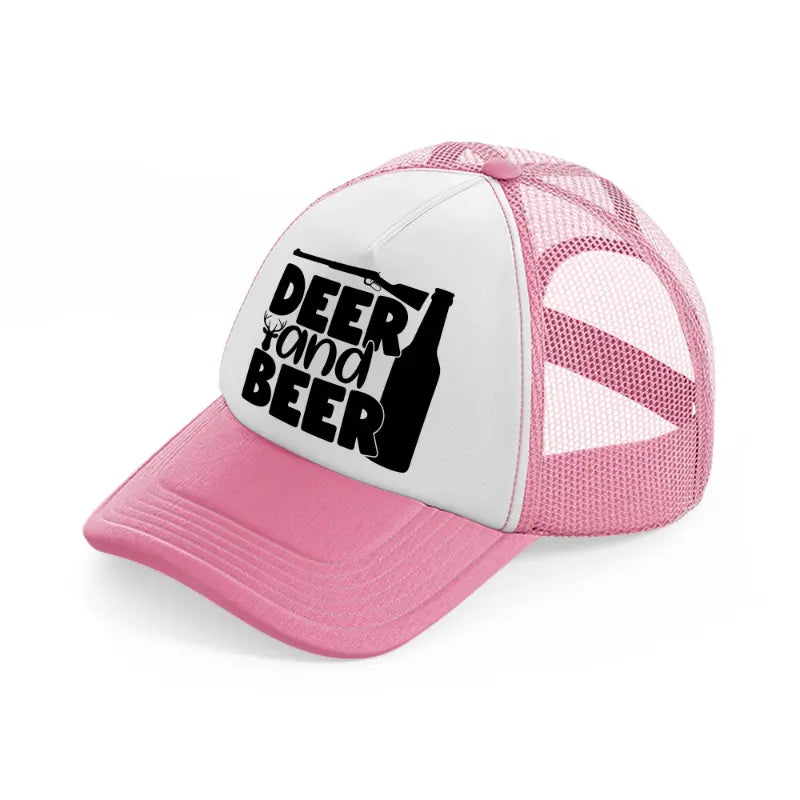 deer and beer-pink-and-white-trucker-hat