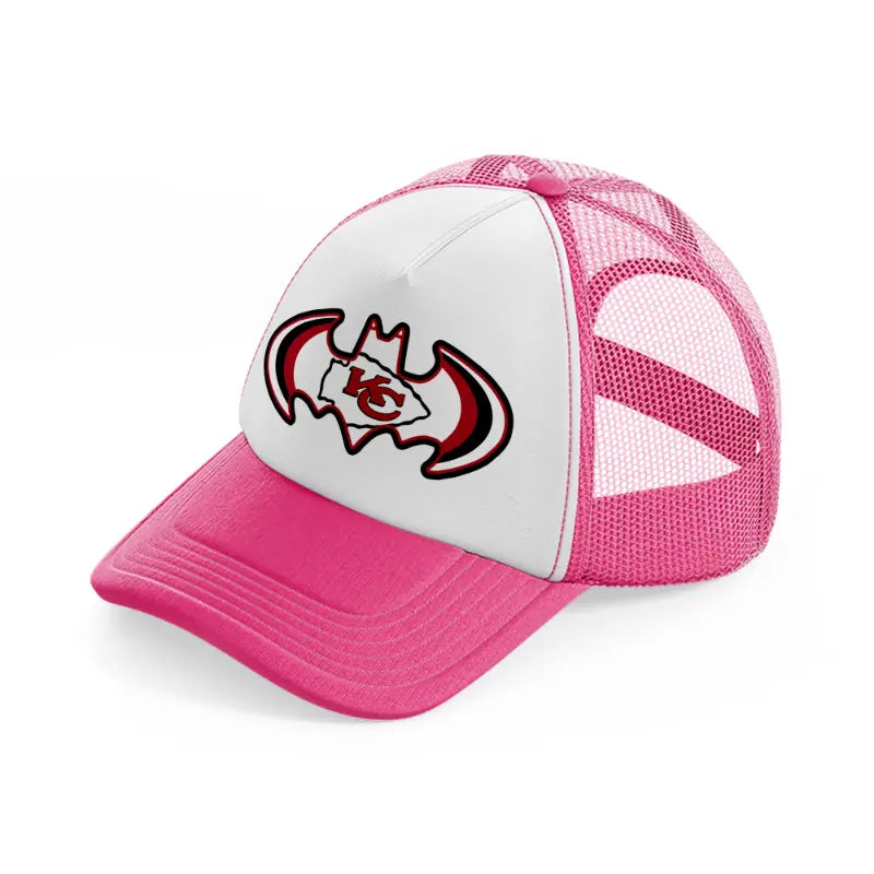 kansas city chiefs bat-neon-pink-trucker-hat