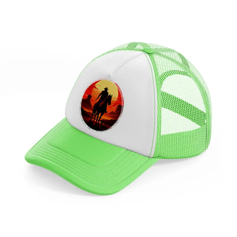 cowboy picture-lime-green-trucker-hat