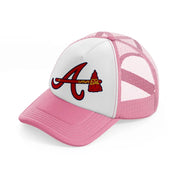 atlanta braves symbol-pink-and-white-trucker-hat