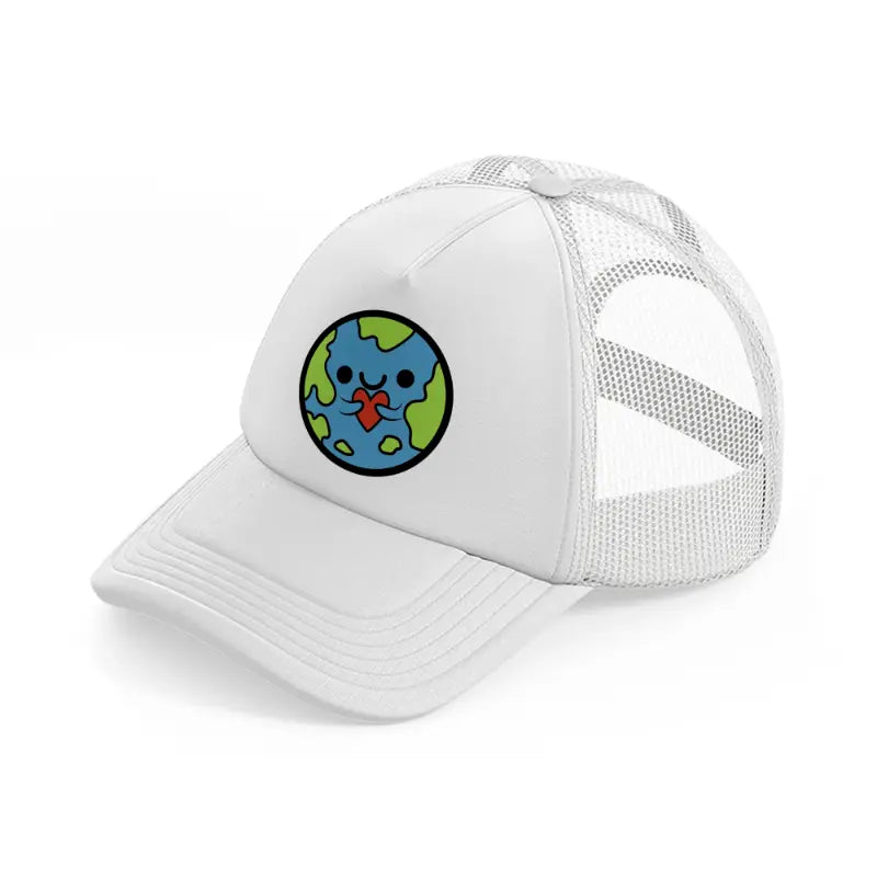 earth love white trucker hat