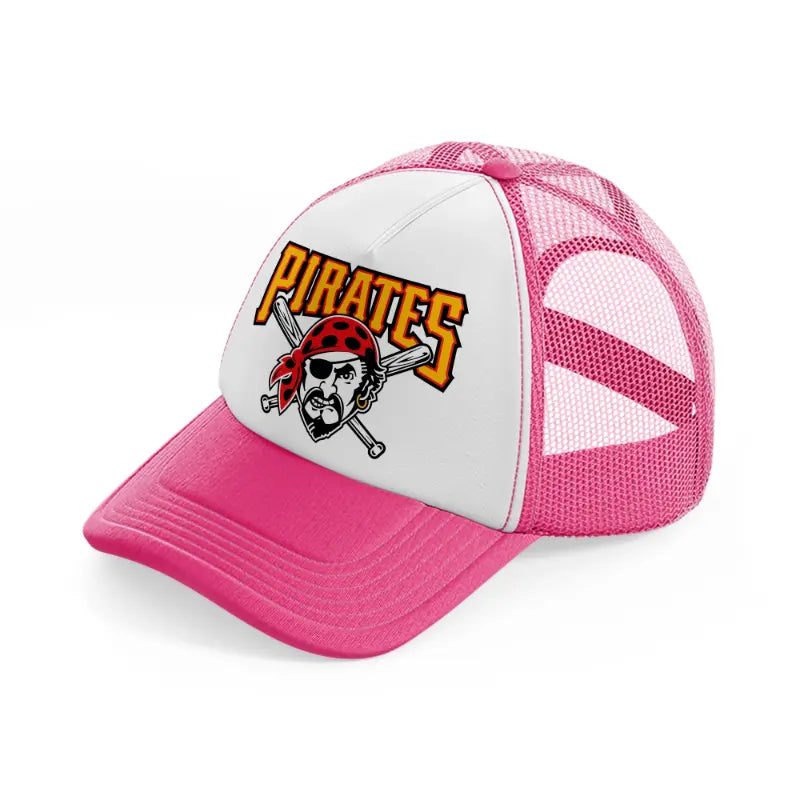 p.pirates emblem-neon-pink-trucker-hat