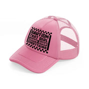 caution that girl jumps over everything-pink-trucker-hat