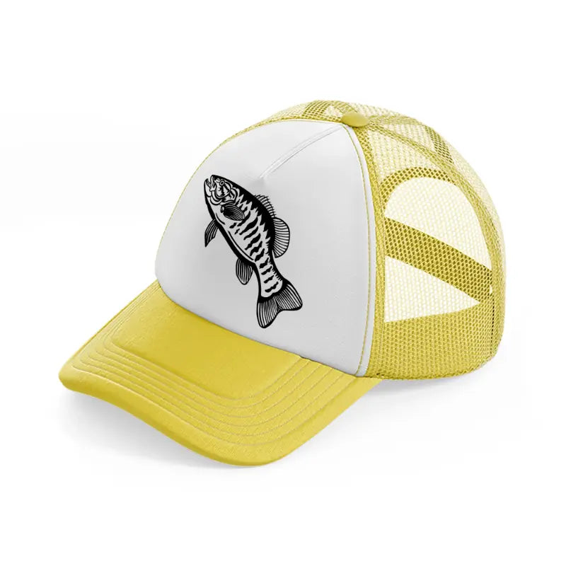 smallmouth bass fish-yellow-trucker-hat