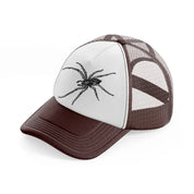 black & white spider brown trucker hat