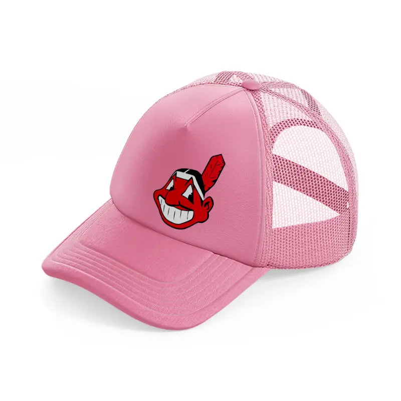 cleveland indians emblem-pink-trucker-hat