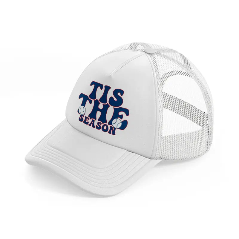 tis the season blue white trucker hat