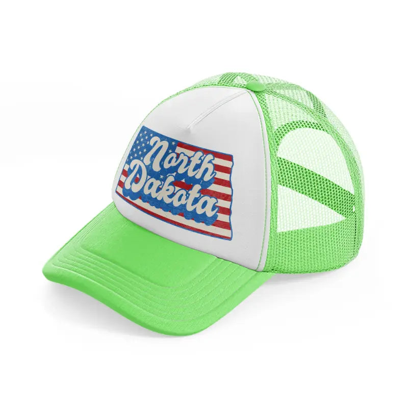 north dakota flag lime green trucker hat