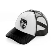 fish logo black and white trucker hat